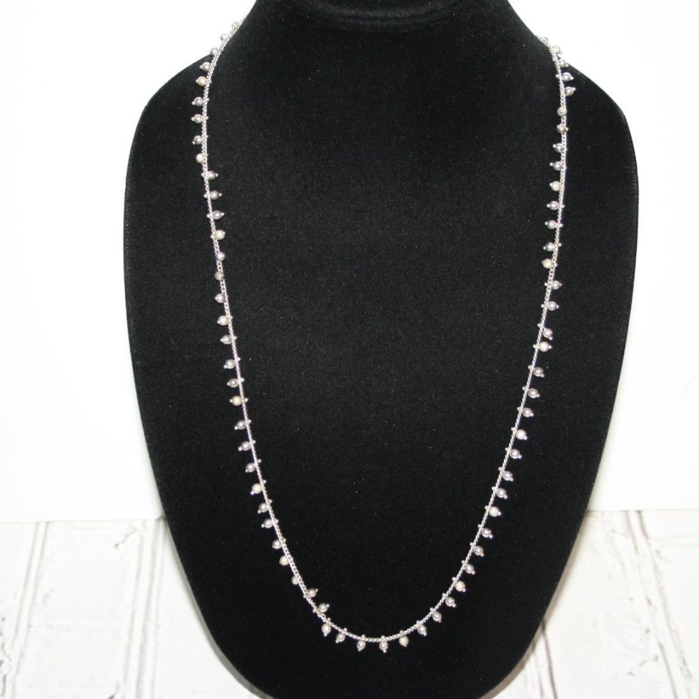 Beautiful silver ball charm necklace 34"